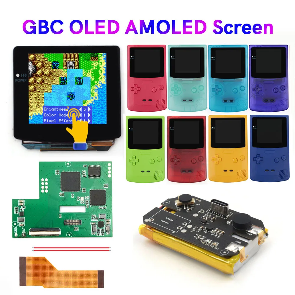 HISPEEDIDO GBC OLED ламинированный сенсорный экран с предварительно вырезанным цветным корпусом встроенное меню OSD Легкая установка для цвета GameBoy