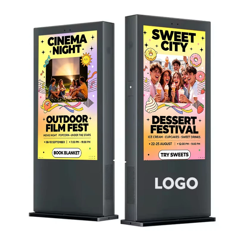 Outdoor Floor Standing IP65 Rated 4K LCD Digital Signage Screen Text Advertising Player Android System Remote Cloud Management