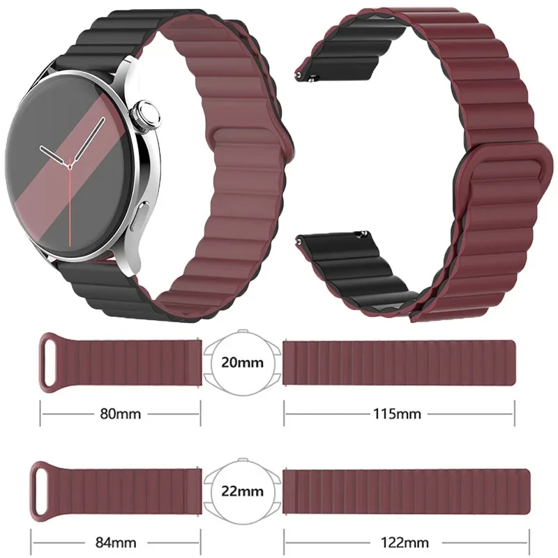 Silicone Magnetic Loop For Amazfit GTS 4/2/Mini/2e/GTR 3 pro/GTR4/stratos belt 20mm 22mm watch strap bracelet amazfit bip u pro