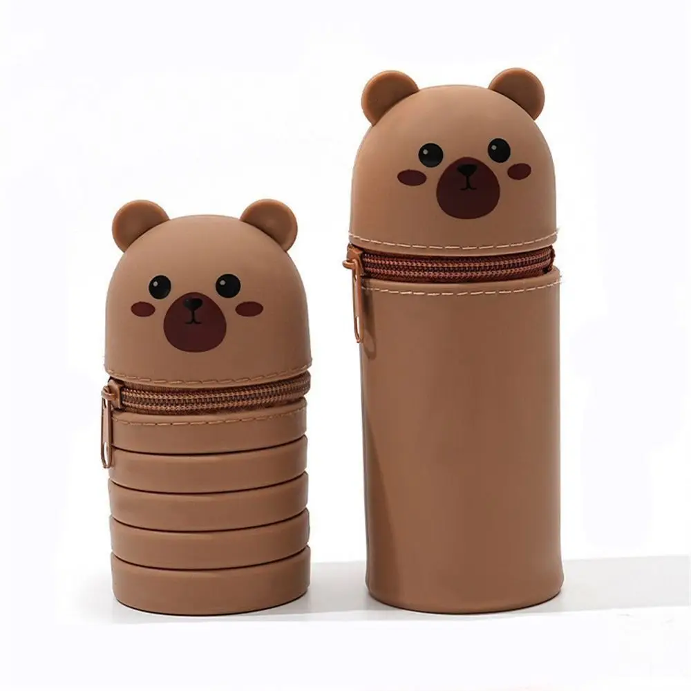 With Zipper Silicone Pencil Case Cartoon Silicone Animal Shape Pen Pouch Desk Organizer Stationery Stationery Storage Bag