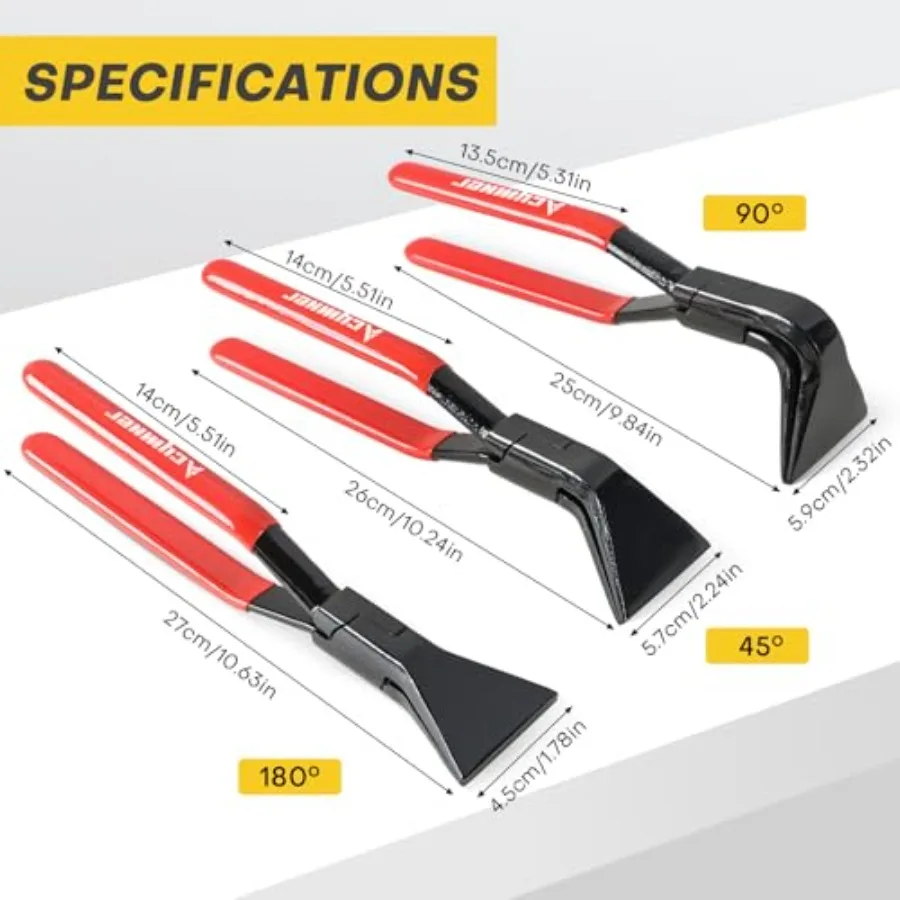 3PCS Sheet Metal Bending Pliers Set for Roofing and Plumbing Applications Hand Seamers with Straight 45 and 90 Metal Bending Ca