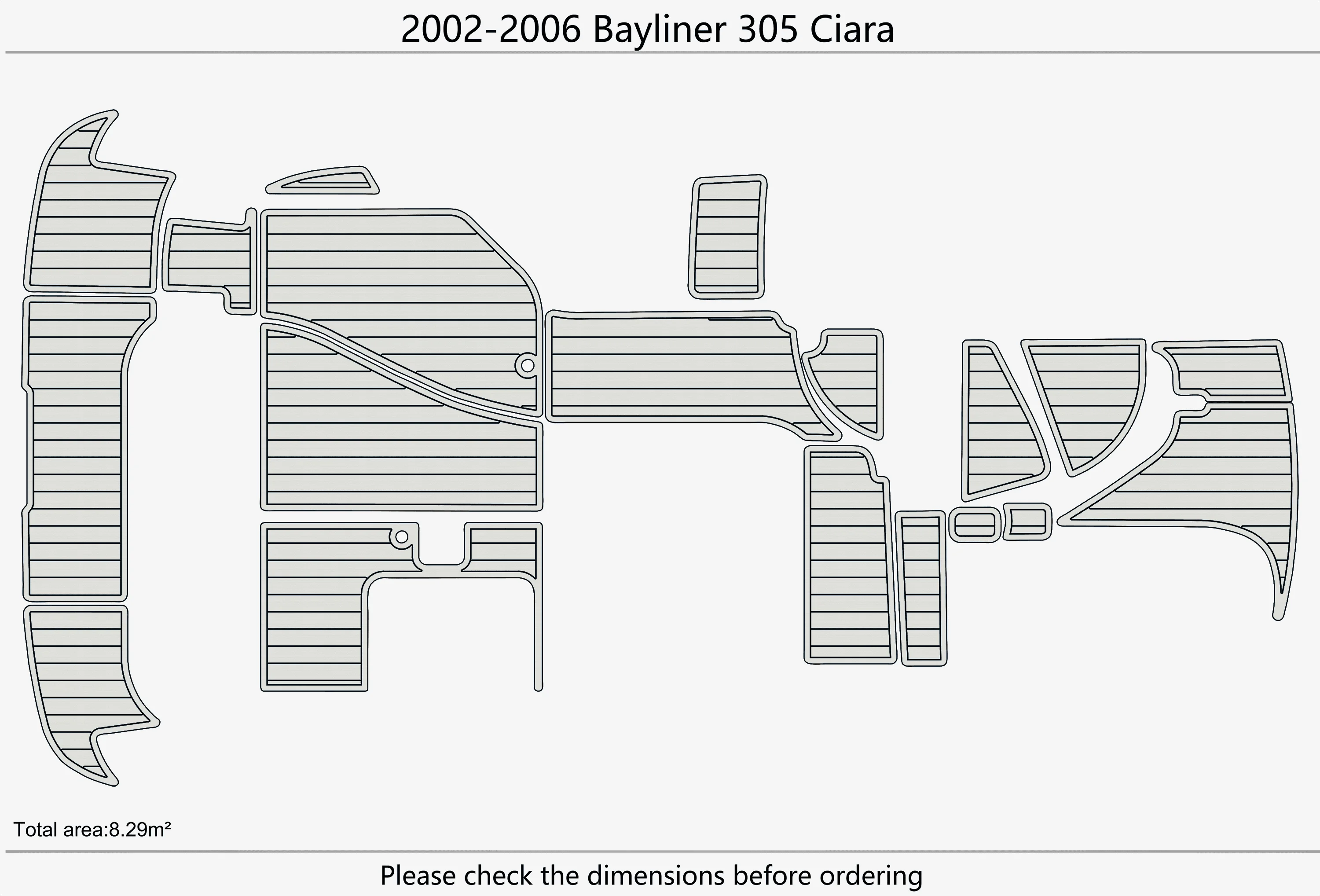 2002-2006 Bayliner 305 Ciara 1/4 "6 مللي متر إيفا رغوة عدم الانزلاق بولي كلوريد الفينيل خشب الساج التزيين البحرية حصيرة سيديك جاتريب السجاد أرضية بحرية #3