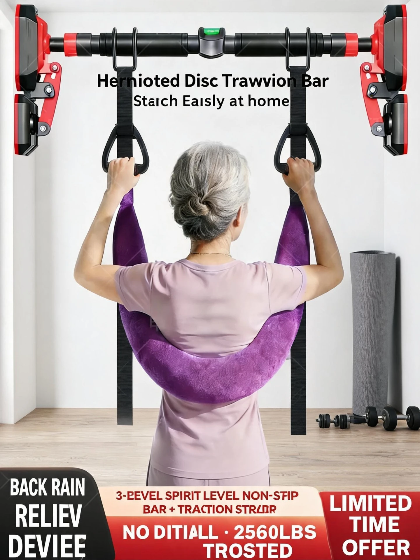 Home Fitness Lumbar Traction Belt, Back Spine Decompression Harness, Waist Support Traction Aid for Pull-up Bar