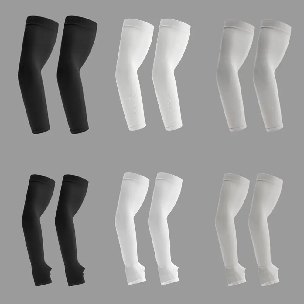 1 pair Summer Sun Protection Sleeves for Men Women Non-Slip Breathable Cooling Outdoor Basketball Cycling Sport Sleeves