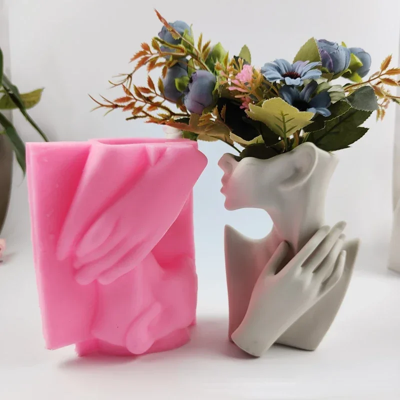 

Model Sexy Woman Vase Making Mold Flower Pot Cement Plaster Molds Nordic Human Body Bust Vase Silicone Mould