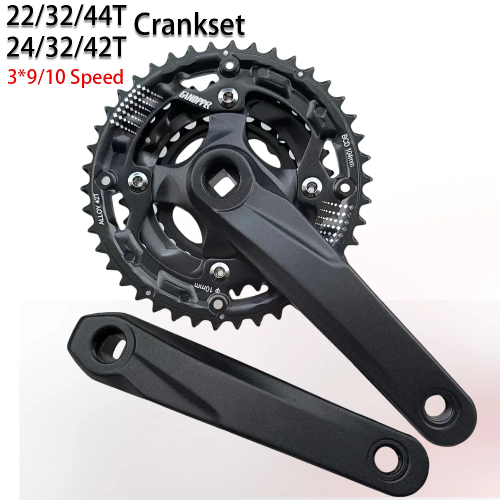 22/32/44T 24/32/42T MTB Crankset Single/Triple Speed Chainirng 64/104BCD 170/175mm Bike Crank set 3*9/10S 27S 30S Chainwheel