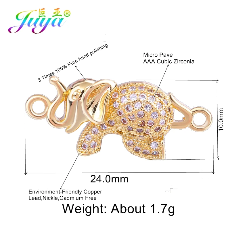 Juya 18K 골드 도금 Cz 구리 장식 스타 플라워 나비 참 커넥터 DIY 여성 패션 귀걸이 팔찌 만들기