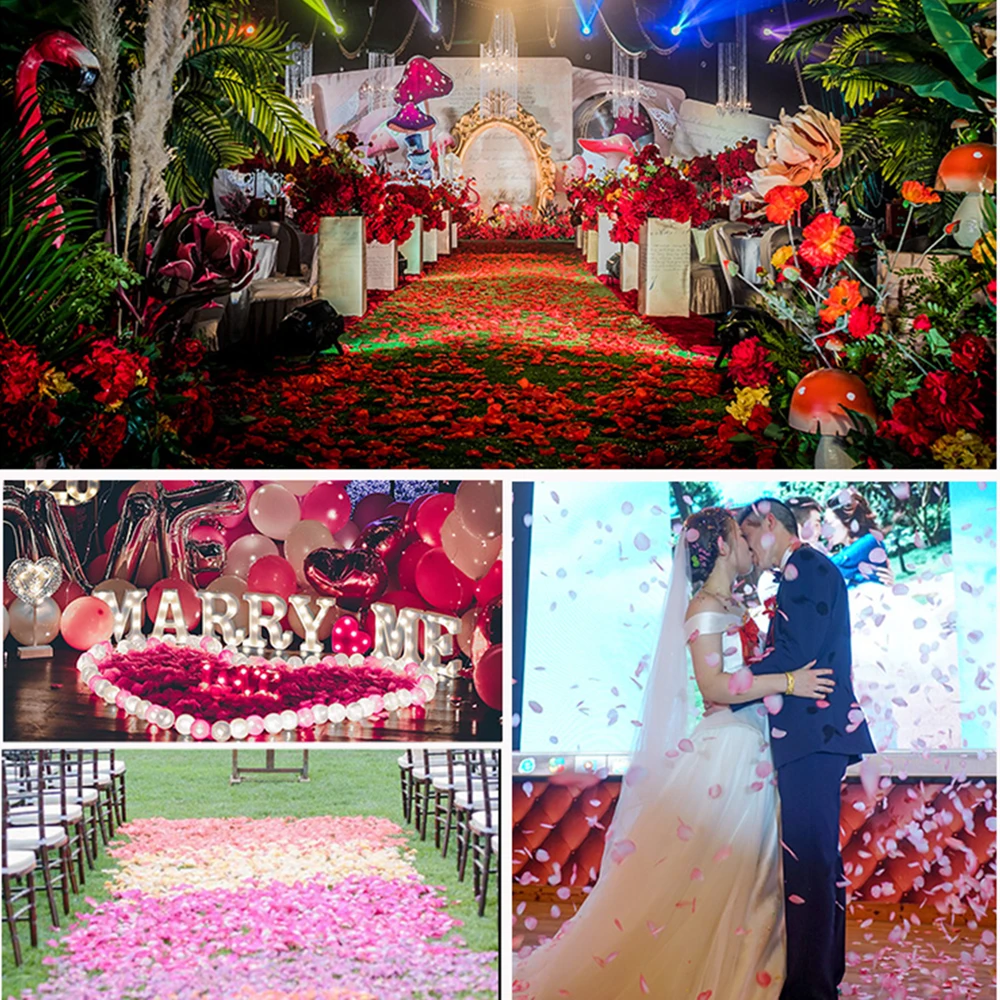 500/1000 Stück künstliche gefälschte Rosenblätter rot weiß Simulation Seide Rosenblätter Hochzeit liefert Valentinstag romantische Dekoration – Detail 5