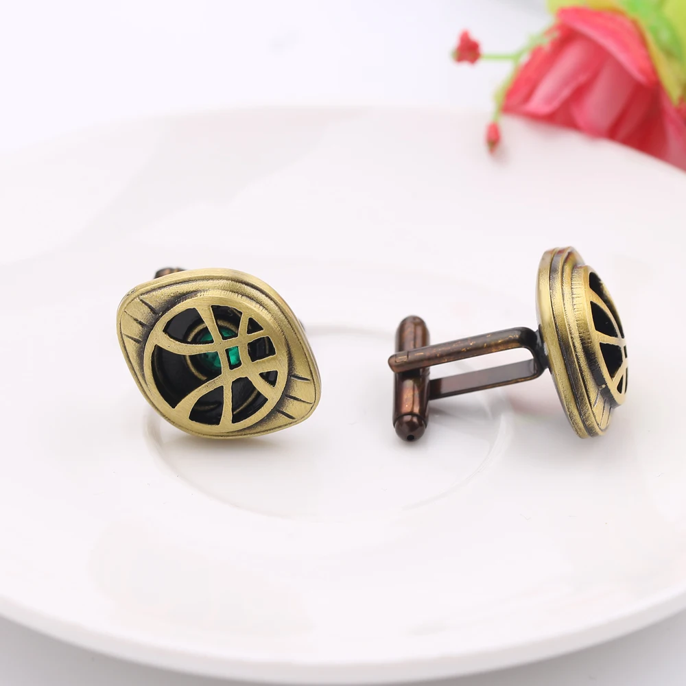 Marvel Doctor Strange Cufflinks Eye of Agamotto Chocker Cufflinks Prop Cufflinks Men Jewelry Accessories