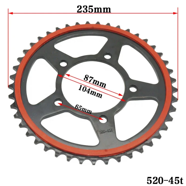 Piñón de transmisión de engranaje de piñón 520-45T silencioso resistente al desgaste para GW250 DL250 GSX250R
