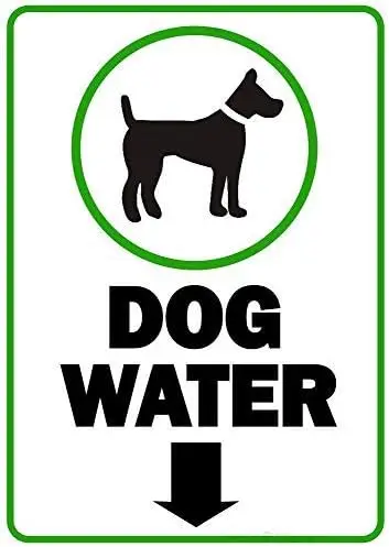 Retro Metal Tin Sign Wall Decor Dog Water Drinking Bowl Location Notice Pet Dogs Welfare Show Event Metal Sign Warning Saftey Si