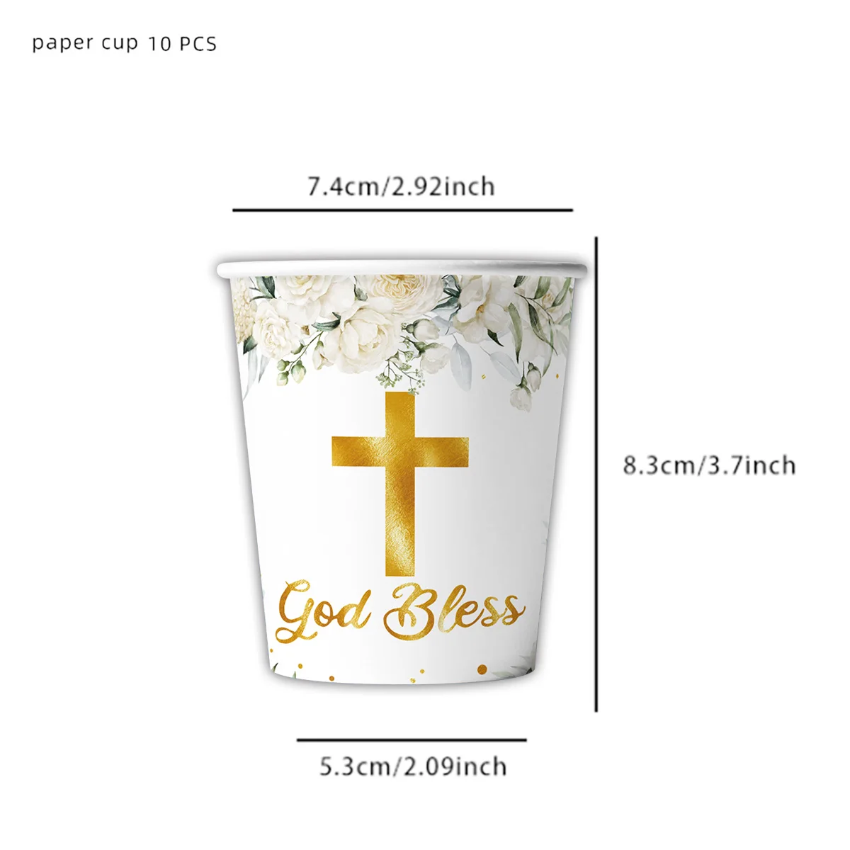 Holy Communion Baptism Flower Cross Disposable Tableware Cup Plate Tablecloth Napkin Gift Bag for Kids Boys Girls Baby Shower