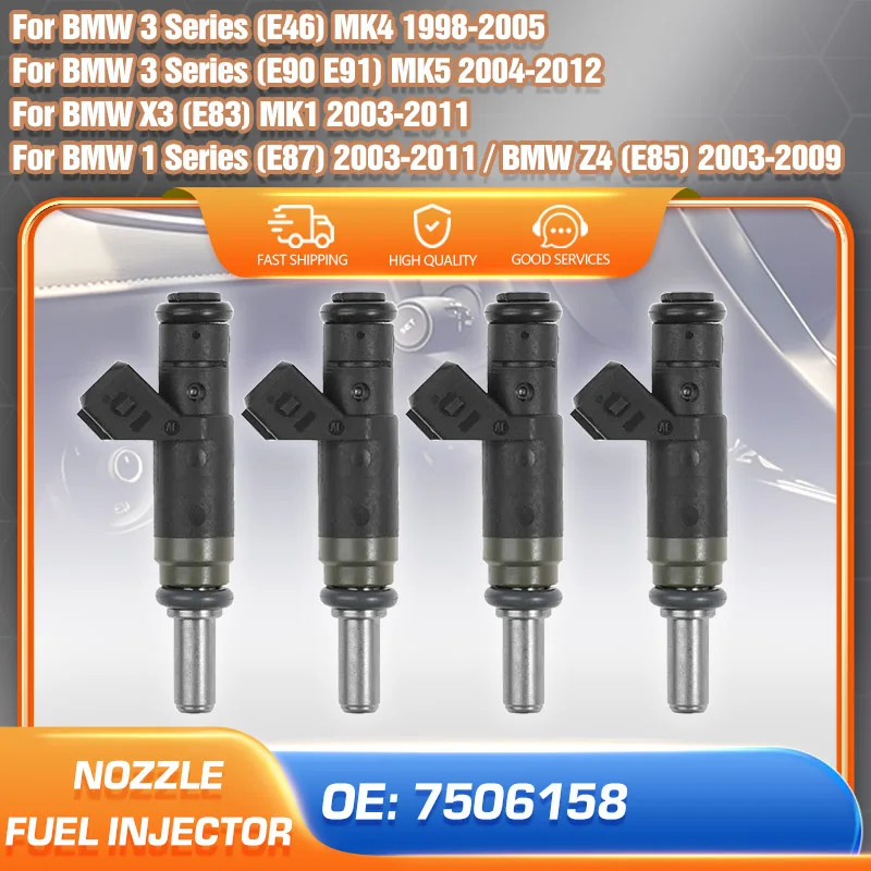 

Car Fuel Injector Nozzle 7506158 For BMW 316i 318i E46 1998-2005 BMW E90 E91 2004-2012 BMW 116i 118i 120i E87 X3 E83 2003-2011