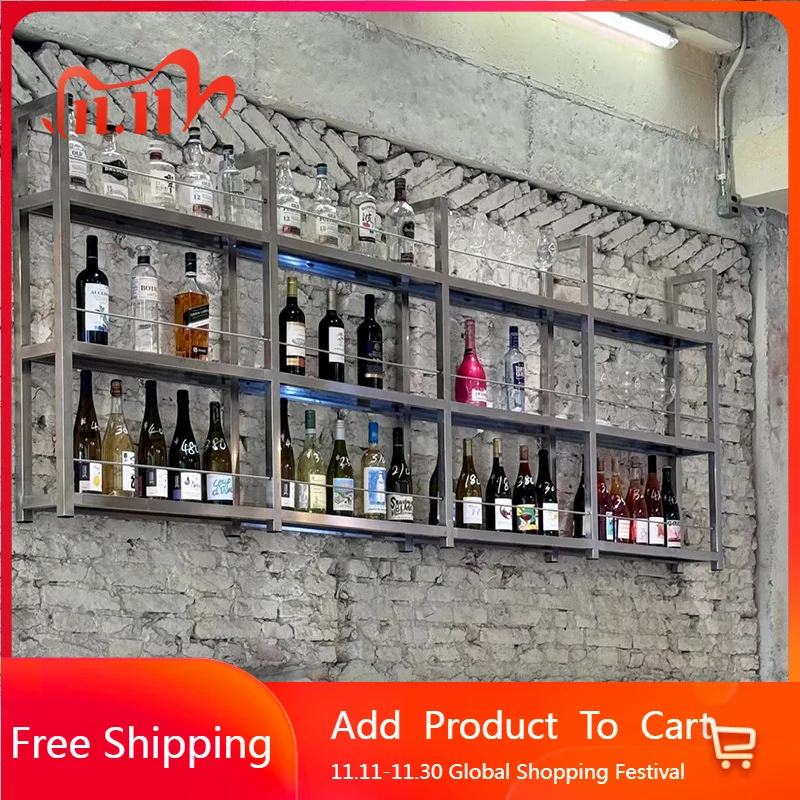 

Antique Storage Wine Cabinet Display Luxury Whiskey Rustic Wall Wine Cabinet Lighted Bakers Outside Metal Estante Furniture