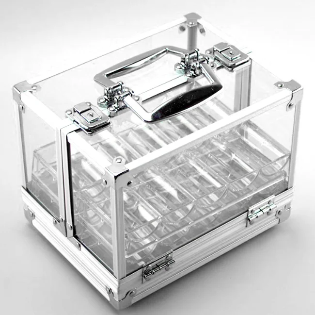 Grade acrylic transparent empty box 600 pieces poker chips, double-sided opening can carry chips, made in Zhejiang Province