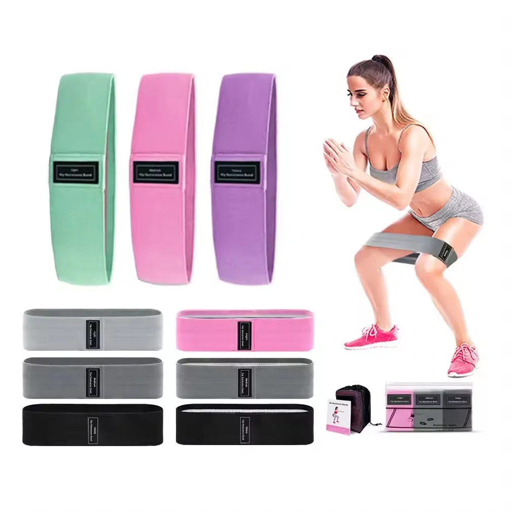 3Pcs Fabric Resistance Hip Booty Bands Glute Thigh Elastic Workout Squat Circle Stretch Fitness Strips Loops Yoga Gym Equipment
