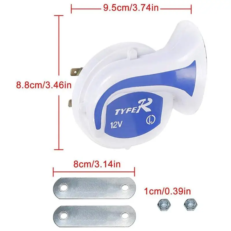 

【CR】1 Set High-pitched Universal 300DB Waterproof Car Electric Horn Snailhorn Modified 12V Snailhorn DIY Accessories