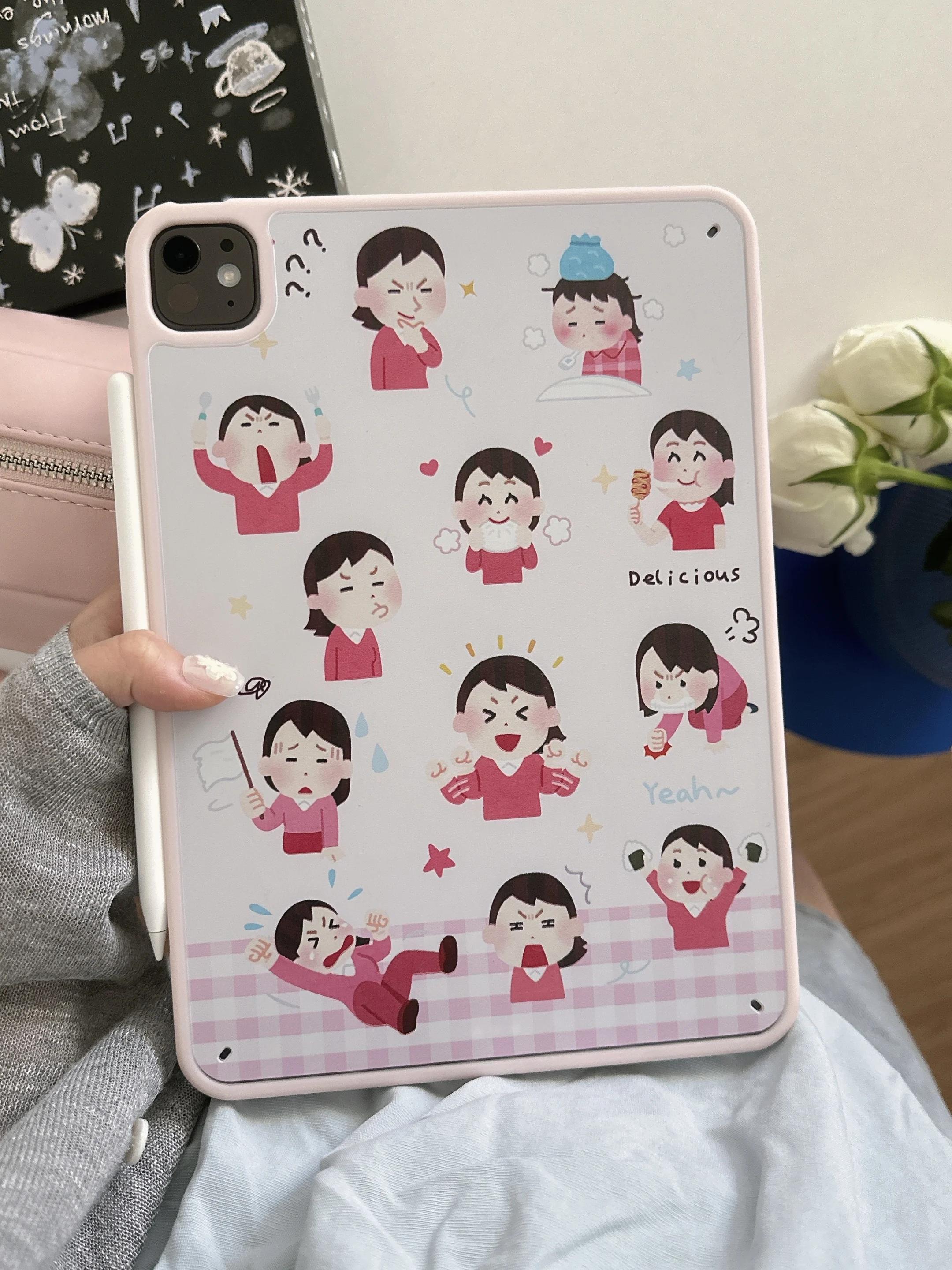 

Чехол для планшета с эмодзи японской девочки для iPad Mini Air 2 3 4 5 6 7, iPad 5/6/7/8/9 поколений и Pro 11/12.9/13 дюймов