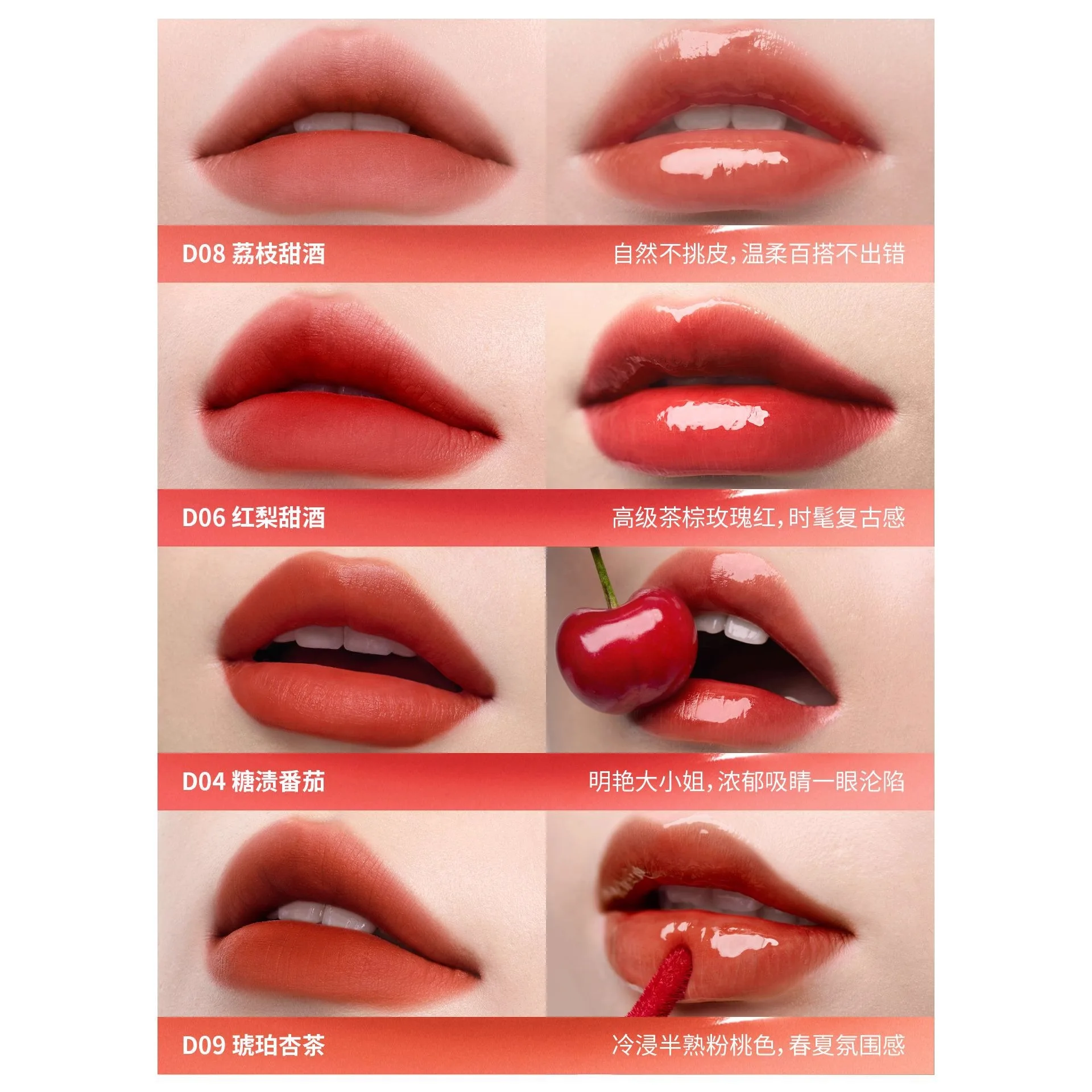 Mooekiss Doppelköpfiger Lippenstift, langlebig, antihaftbeschichtet, filmformend, Spiegel-Lippenglasur, flüssiger Lippenstift, Schönheits-Lipgloss, 3,2 g