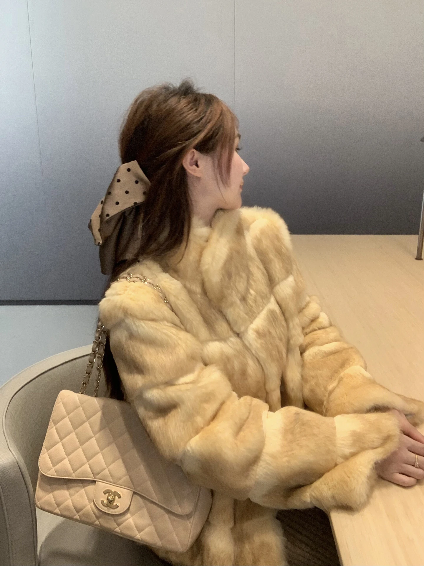 

Ele Sle Rabbit Fur Two-Way Wear Leather Jaet Slimming Faionable Not Stuffy Wudi Xie Meteor Variations Versatile Out...