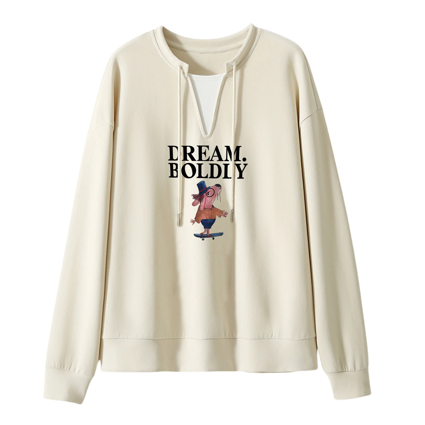 Faionable Pure Cotton Sweatirt Autumn Print Casual Versatile Women's Top Label Removed Button up Artistic Sle Long Sve