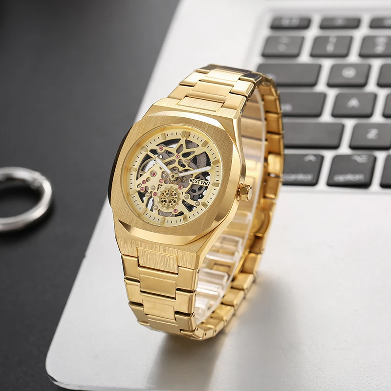 Luxury fashion double-sided hollow design exquisite mechanical design quartz watch men waterproof suitable gift giving bussiness