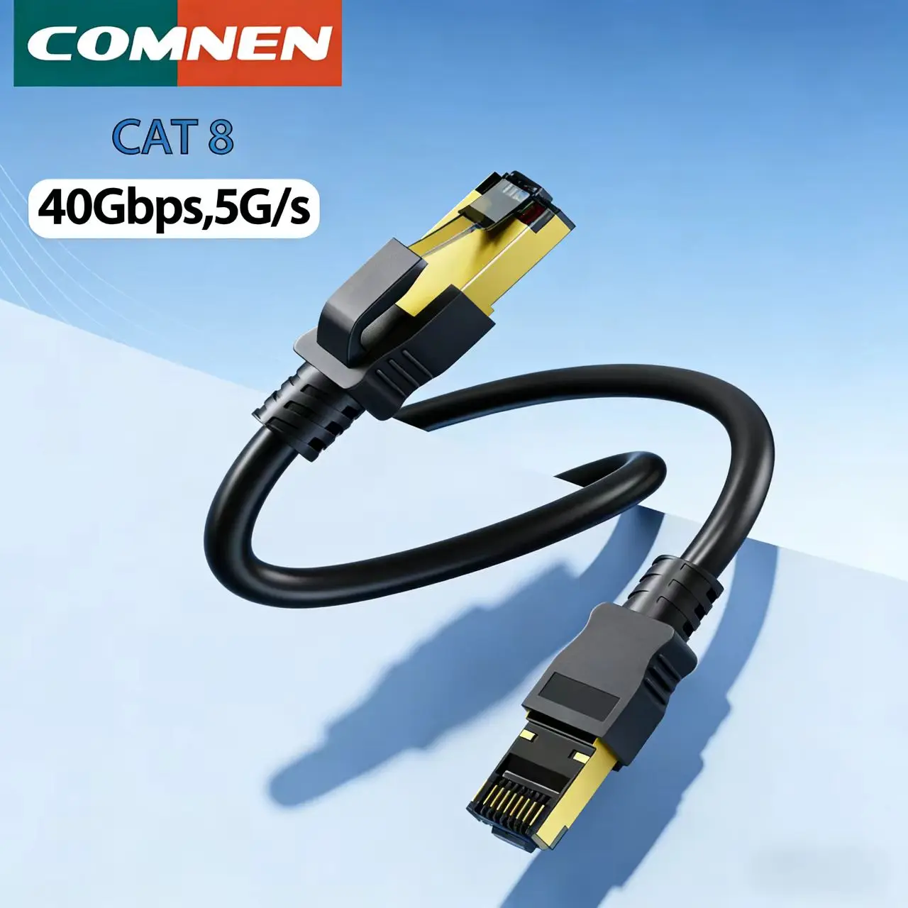COMNEN Ethernet Cable 0.2-30M CAT8 40Gbps Gaming High Speed 2000MHz Rj45 Internet Cable Shielded Patch Cable Cat8 Lan Cord