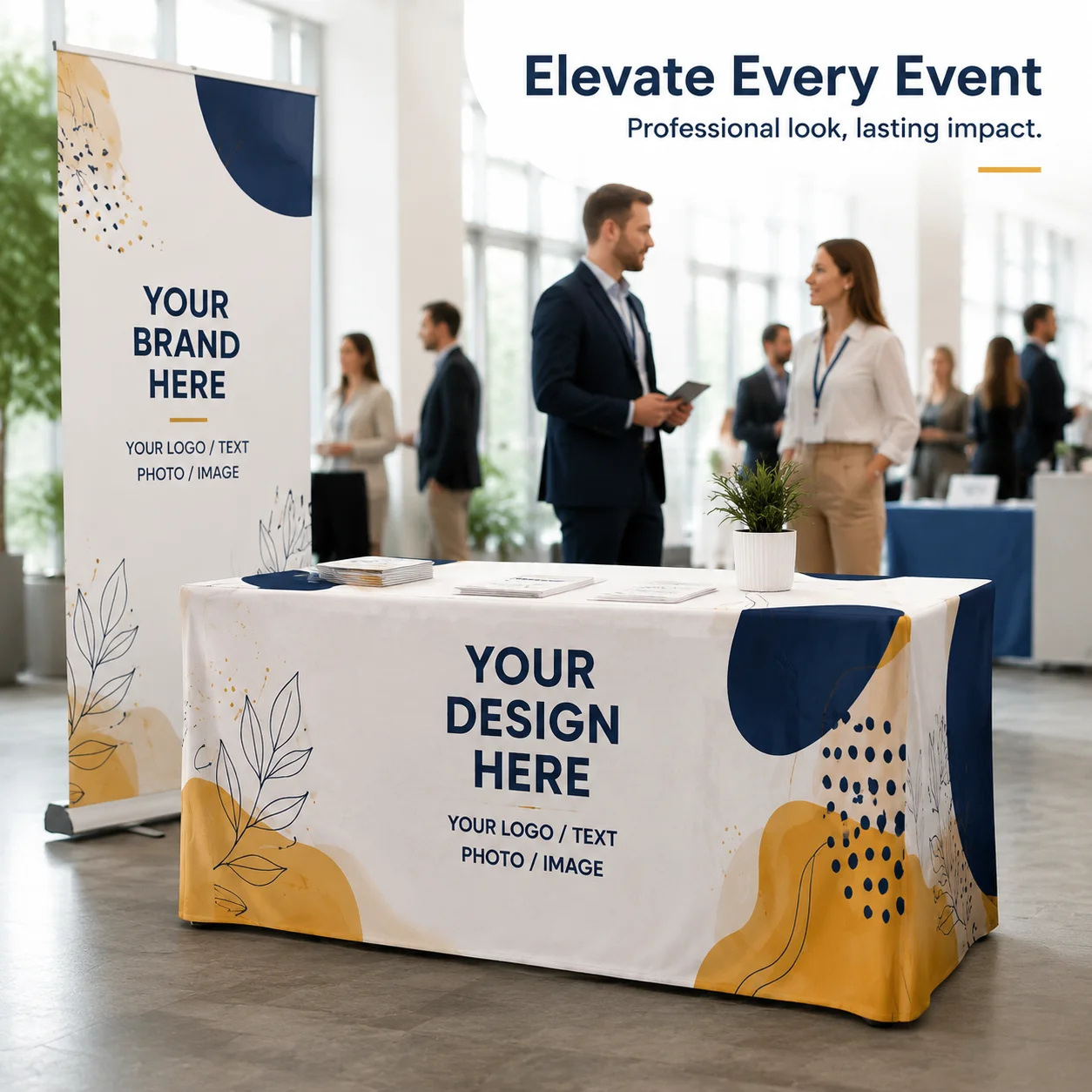 Personalized Tablecloth with Custom Image Text Logo for Party Wedding Business Event Booth Decor