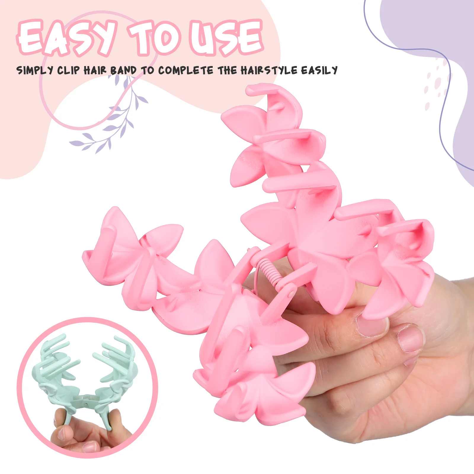 

4pcs Frosted Claw Clips Hairpin Elastic Flower Accessories for Thick Hair Women Baby Pink Purple Green Yellow