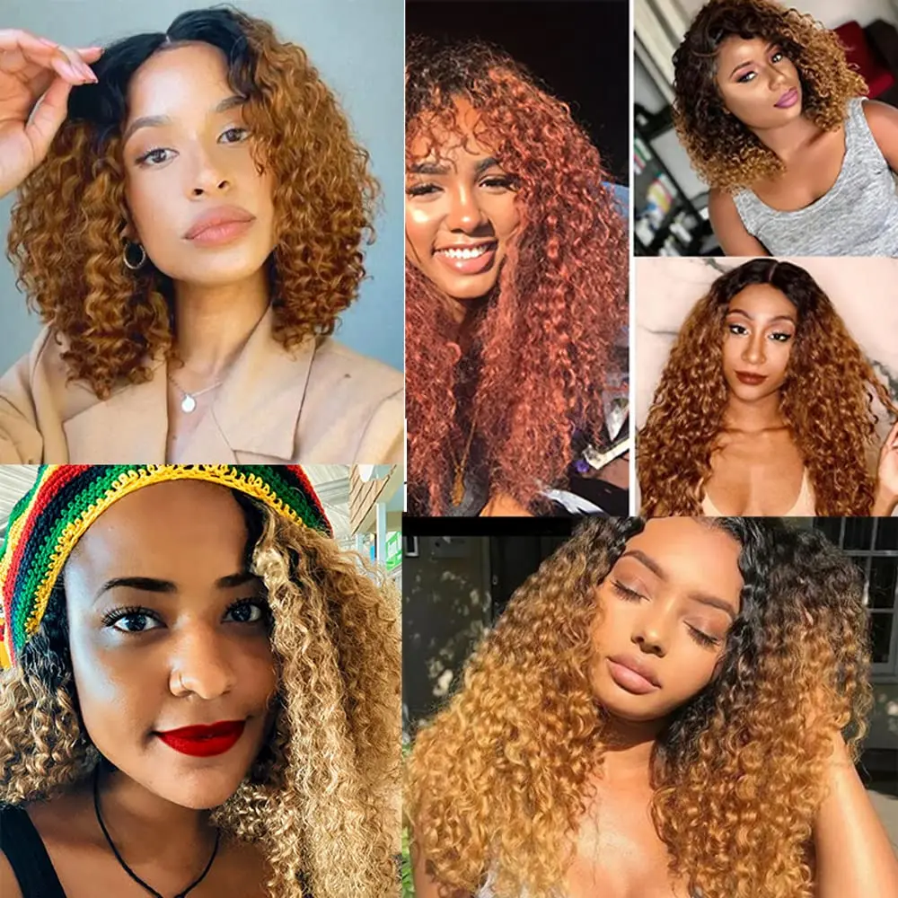 12A Brazilian Kinky Curly Human Hair Bundles Ombre Blonde Colored Curly Hair Weave 3/4 Bundles 100% Virgin Raw Hair Extensions