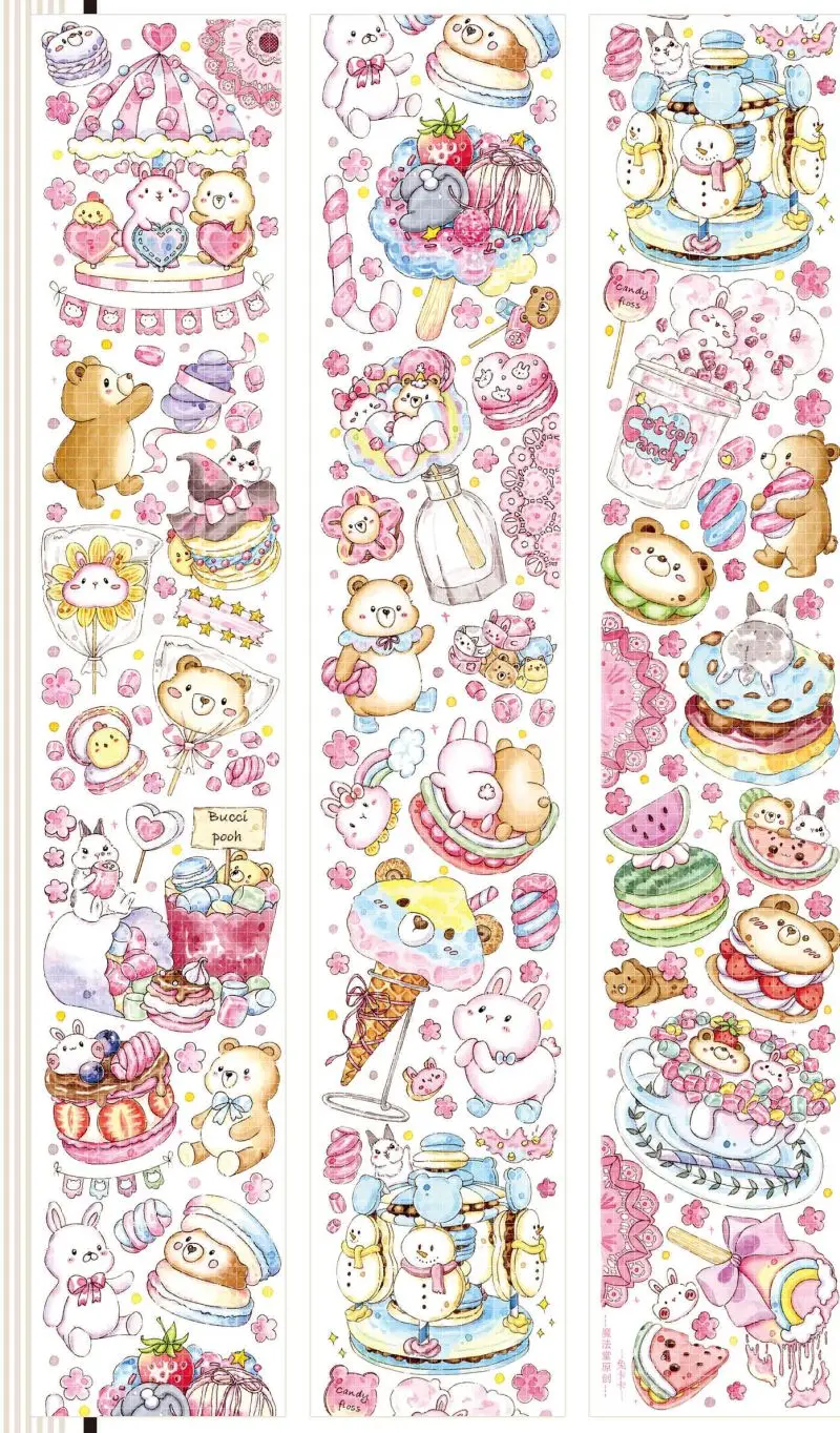 STOCK CLEAR - Cute Bunny Rabbit Bear Animal Cake Fruits Ice Cream Washi PET Tape