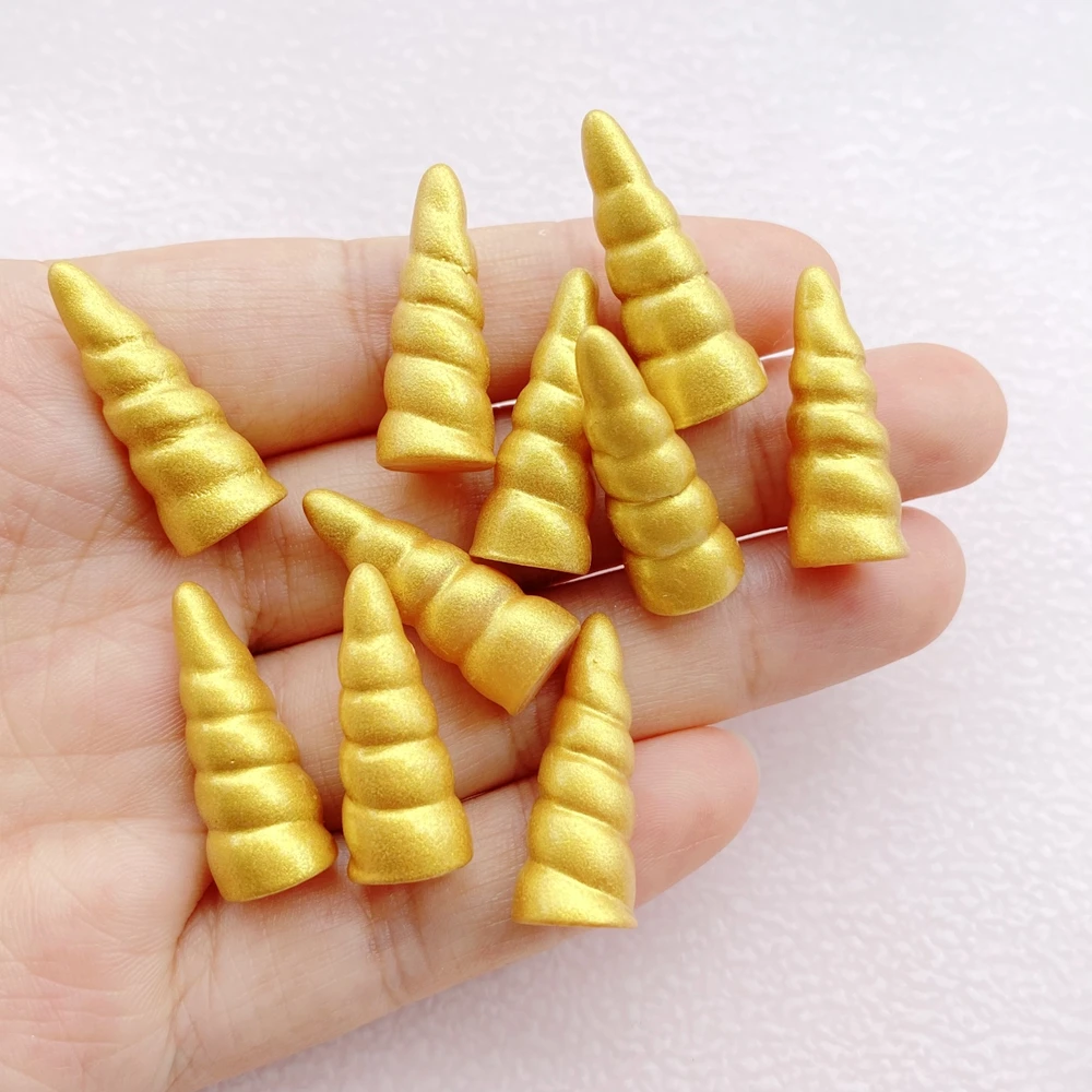 10Pcs New Cute Resin Cartoon Golden Unicorn Horn Series Flat Back Scrapbooking DIY Jewelry Craft Decoration Accessories