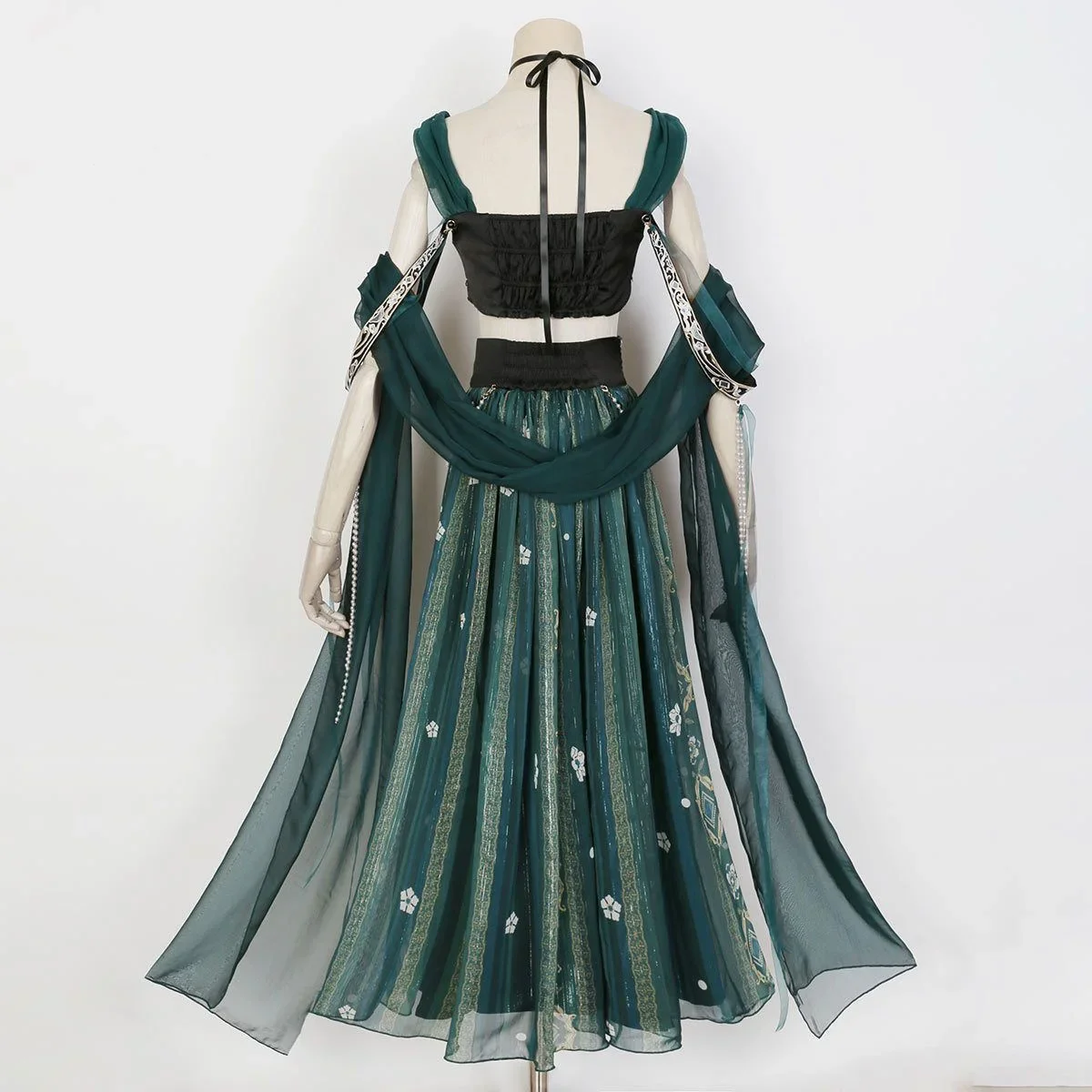 2023 Jialan Feitian Dunhuang Han Element Ancient Western Regions Style Half Skirt and Silk Cloth Set for Green Lolita Dress