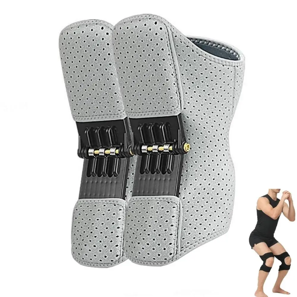 1Pair with Powerful Rebound Springs Knee Assistive Device Breathable Adjustable Knee Protection Booster Non-Slip Knee Booster