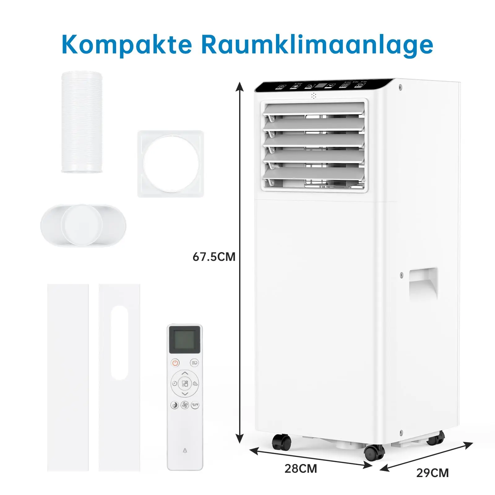 مكيف هواء متنقل 9000 وحدة حرارية بريطانية، مزيل الرطوبة، مروحة سرعتين، نوم ذكي، مع أنبوب عادم هواء للتحكم عن بعد للمكتب المنزلي #2