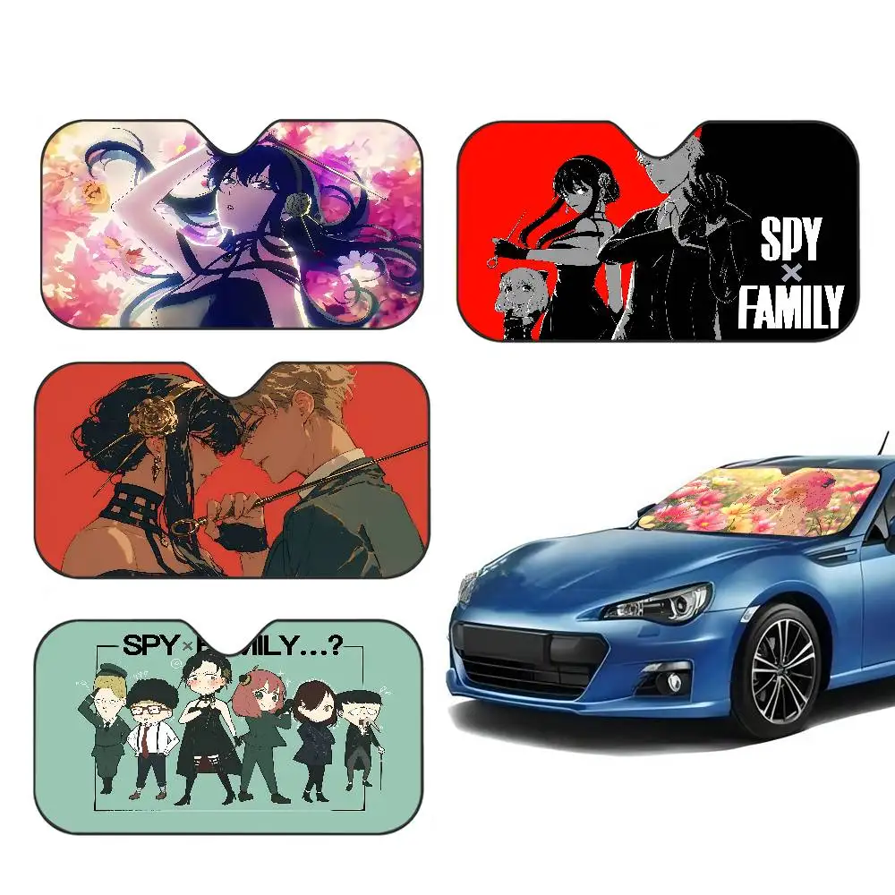 Anime Spy x Family Windshield Sunshade Anime Cute Car Front Windshield 70x130cm Sun Visor Heat Reflector