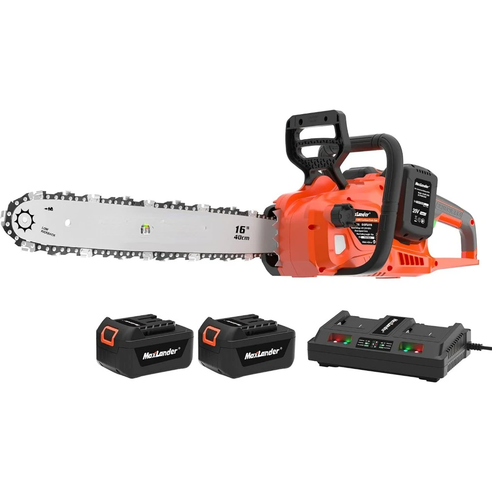 40V Cordless Brushless Chainsaw 16 Inch Electric Battery Powered with 4.0Ah Lithium Battery and Charger Quiet Auto-oiling