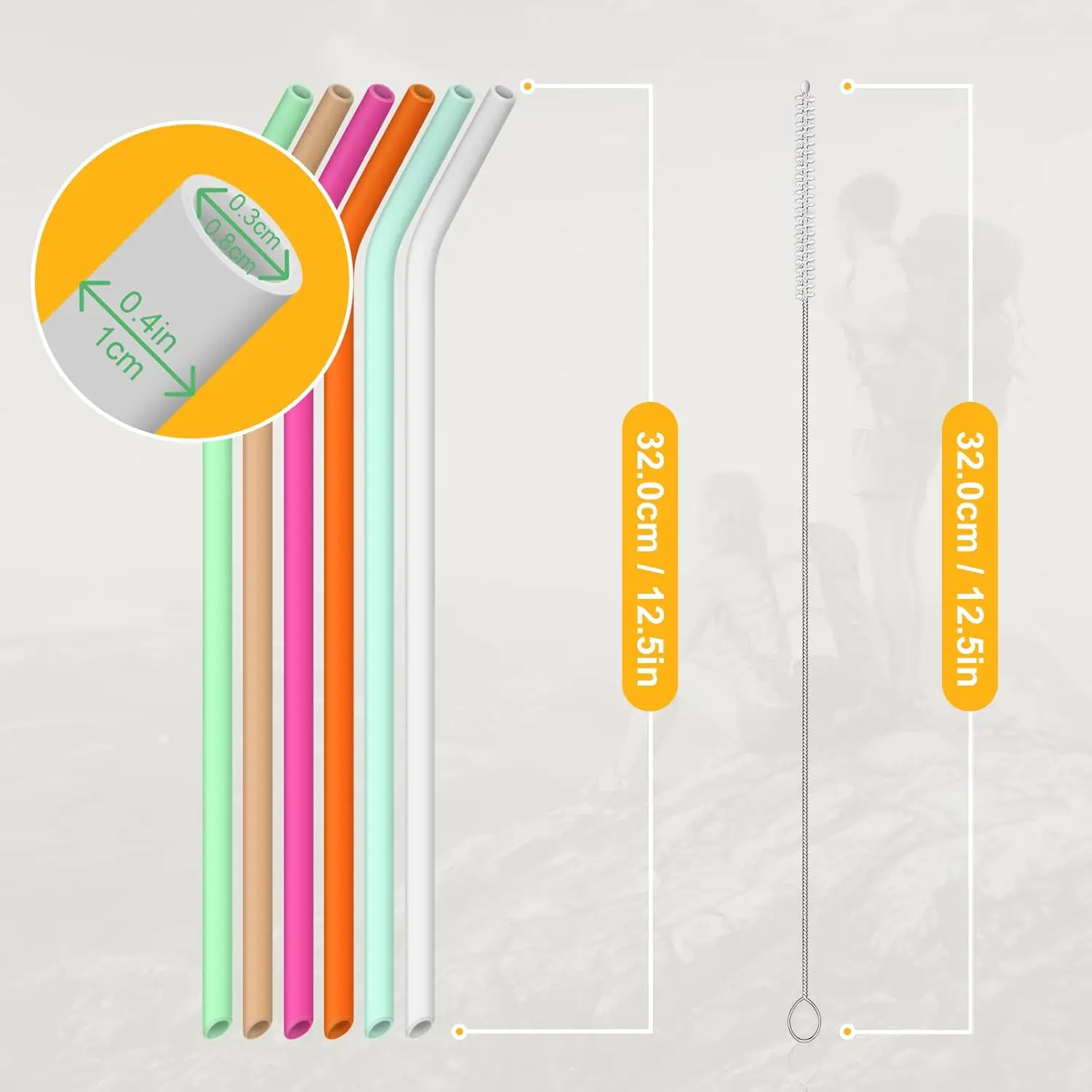6 pcs Reusable Silicone Straws, Straw Replacement for Stanley H2.0 FlowState Cups 40 oz Cups