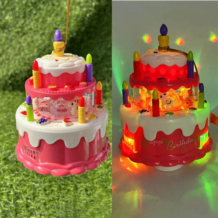 Cartone animato per bambini Simulazione Torta di compleanno Giocattoli emettitori di luce Carosello carino Torta musicale elettrica Lanterne portatili per bambini Giocattolo