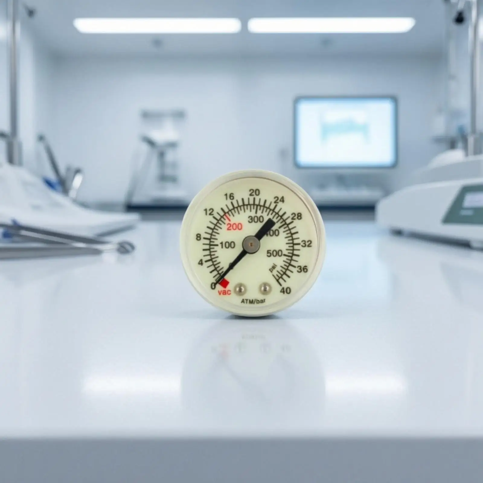 Pressure Gauge for Inflation Device with PSI and ATM Scale Mini Size Luminous Display Brass Fitting for Clinical Use