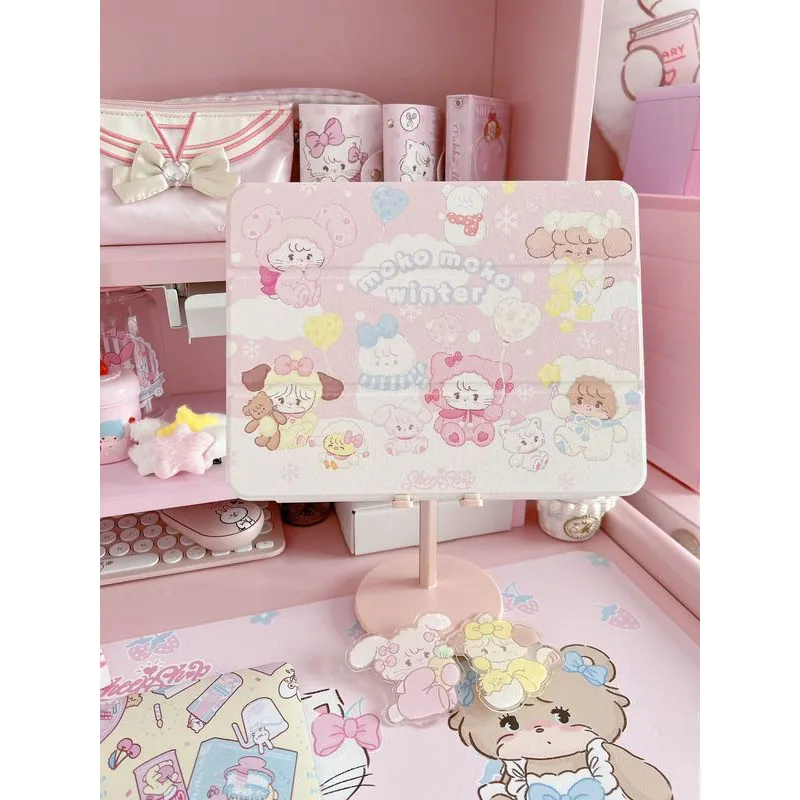 

Kawaii Mikko IPad 10.2 Inch Protective Case PAD Anime Cartoon Cute Flat Three Fold Pen Slot Acrylic Girl's Gifts Toys