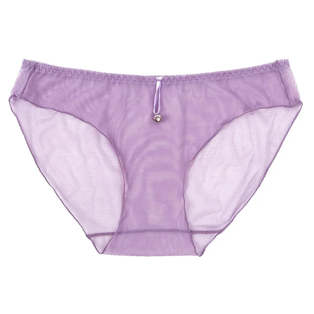 Bragas transparentes de malla ultrafina para mujer, bragas transpirables que absorben la humedad, de tiro bajo, Color sólido