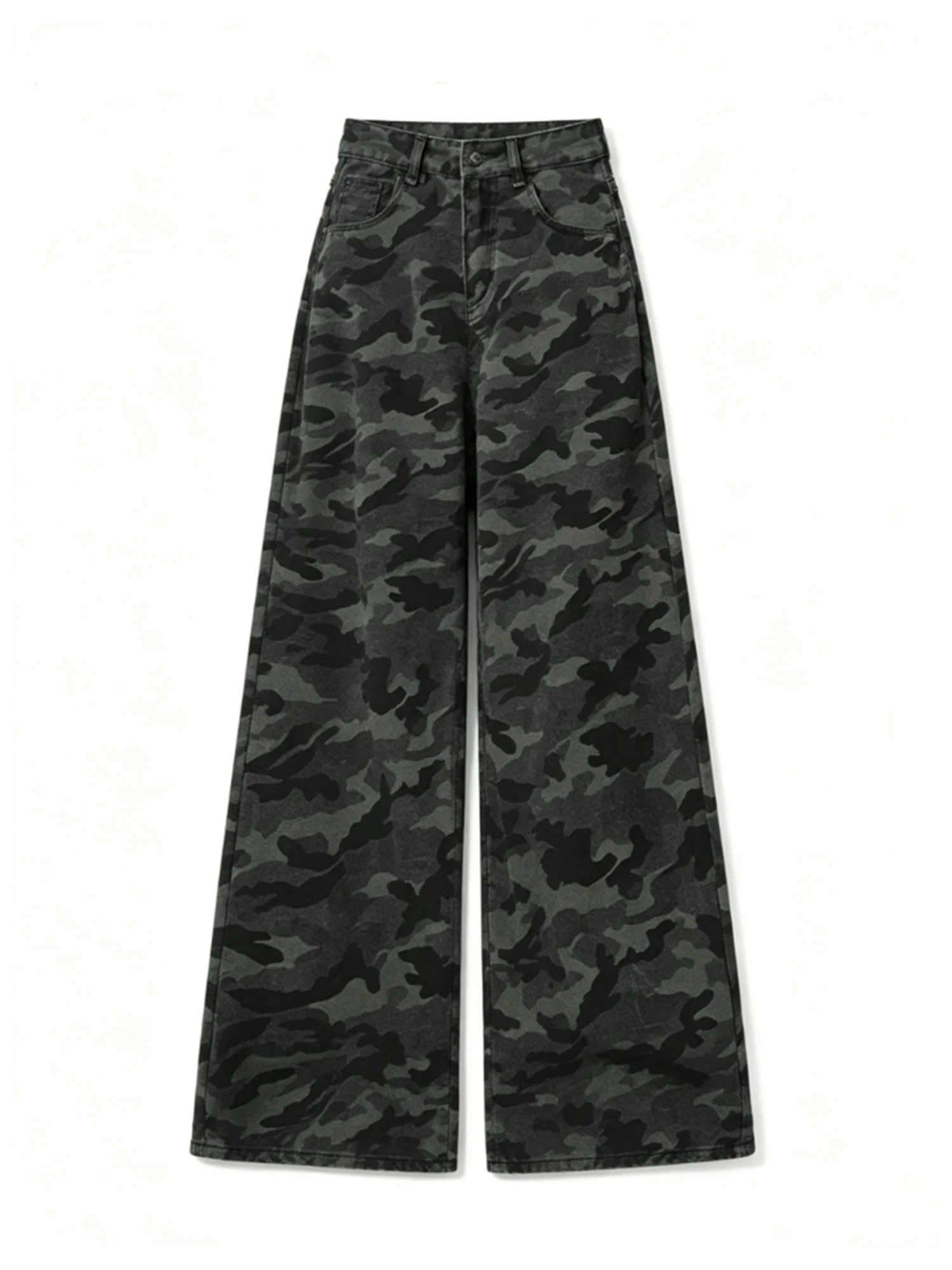 

Women's Gray Y2k Camouflage Cargo Jeans Vintage Harajuku Grunge Hiphop Baggy Denim Trousers Straight High Waist Jeans Pants 2026
