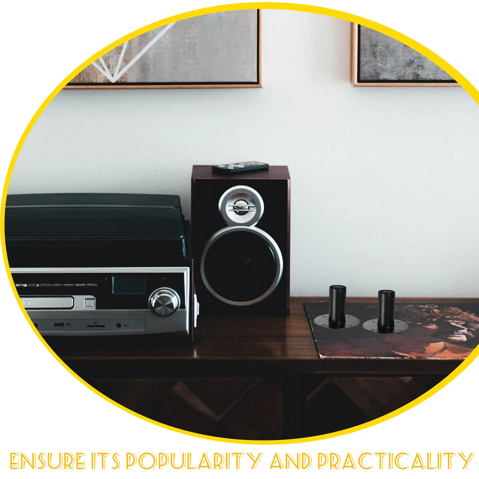 2 Pcs 107x80mm Speaker Base Black Holder Adjustable Stand Heavy Duty Stage Party Studio Monitor Tray Bracket