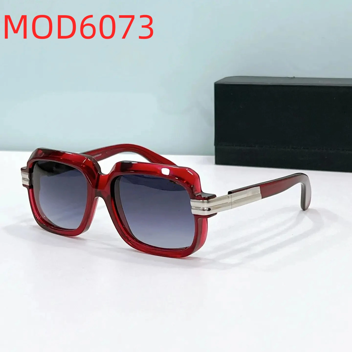 

New Arrival For SK CAZA MOD6073 Premium Classic Business Men Eyewear Stylish Wine Red Acetate Frame Square Women Sunglasses