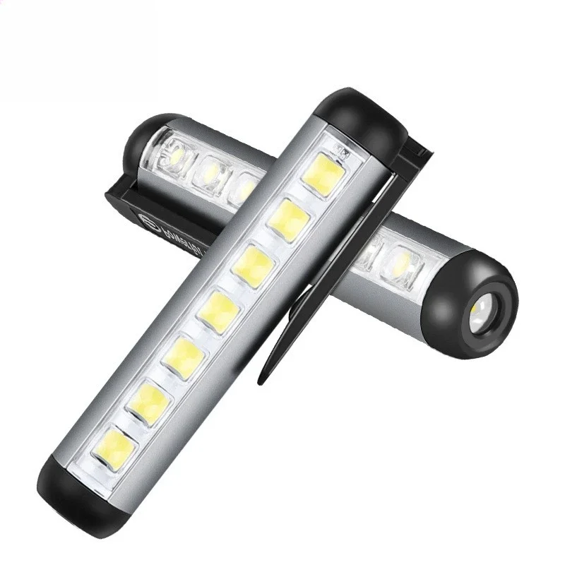 USB Charging COB Pen Flashlight, Magnetic Base & Clip Design, Lightweight EDC Pocket Work Light for Camping Inspection