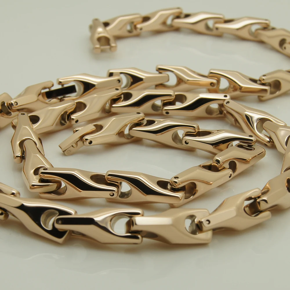 vary width length 14''-40''  8mm width rose gold plating classic design bike chain men/women  hi-tech  tungsten necklaces