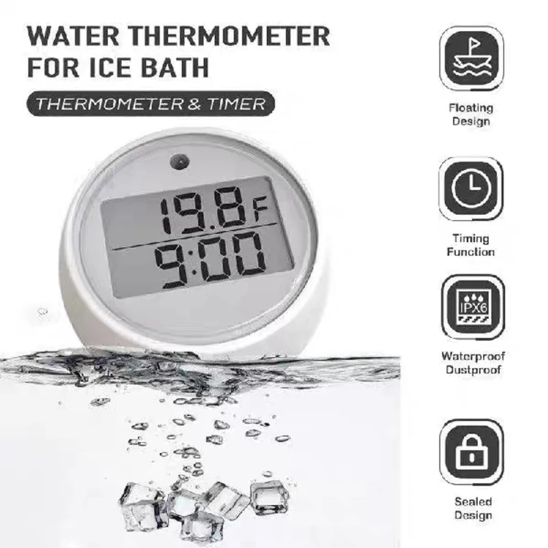 GTBL Ice Bath Thermometer With Timer, Cold Water Immersion Thermometer Floating 2-In-1 Multi-Function Ice Bath Thermometer