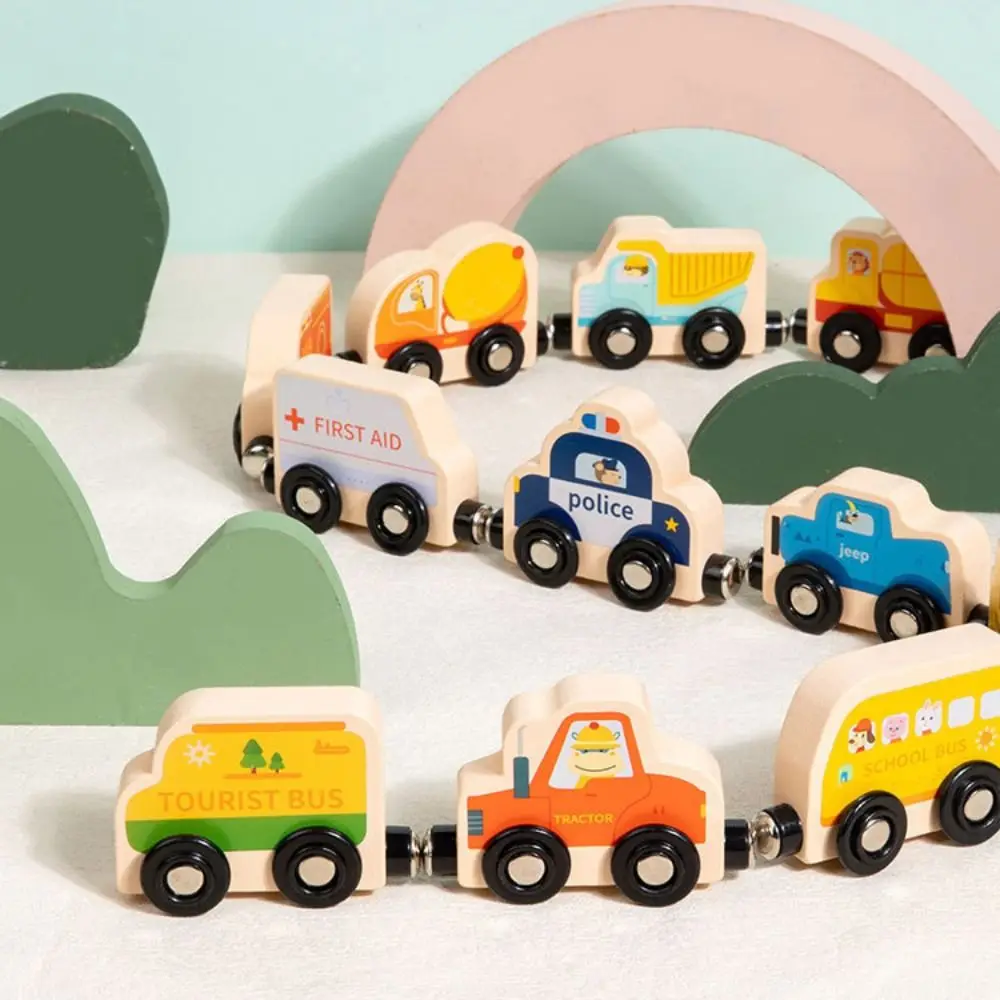 Trem Magnético de Madeira com Números/Animais/Frutas/Dinossauros, Brinquedo Educacional Montessori para Coordenação Motora e Numérica