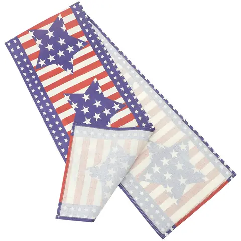 Independence Day Patriotic Table Runner American Flag Design Dining Room Restaurant Hotel Memorial Day Stars Stripes Decoration